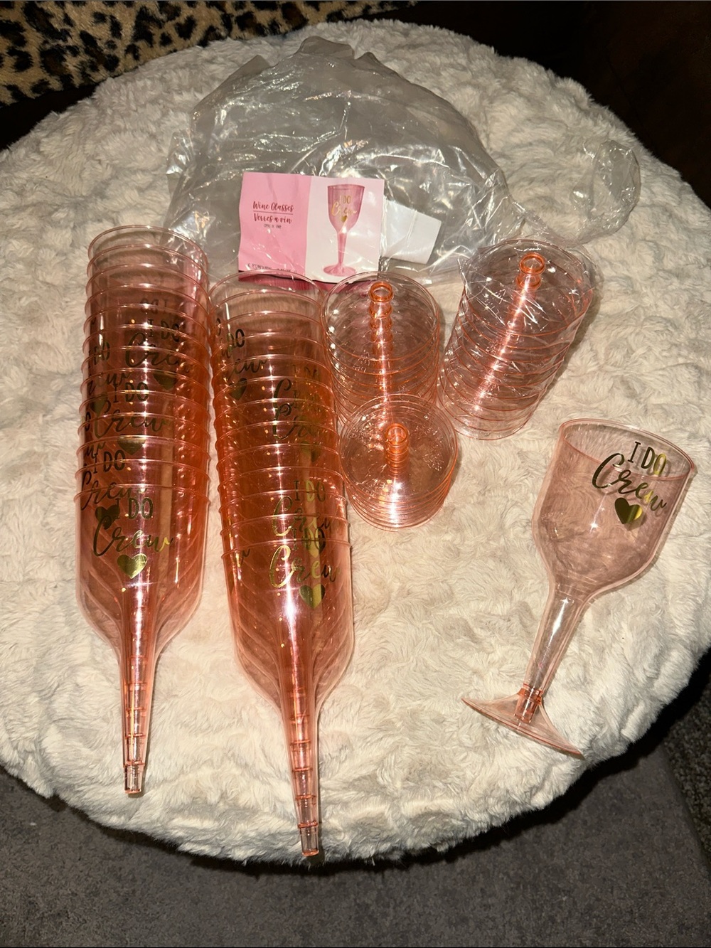 Rose Gold 'I Do Crew' Plastic Wine Glasses Set 32 count